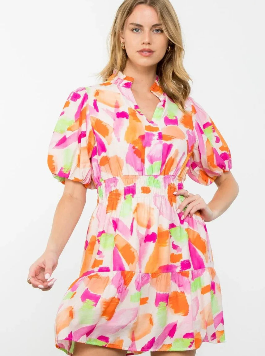 Smocked Waist Flutter Dress