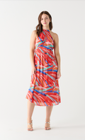 Tropical Sunset Halter Dress